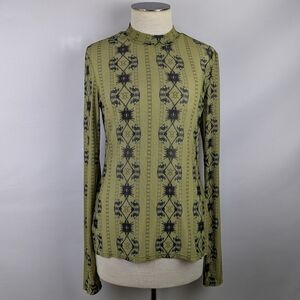 Daily Paper Pelembe Mesh T-Shirt Long Sleeve  Semi Sheer Leek Green L NWT